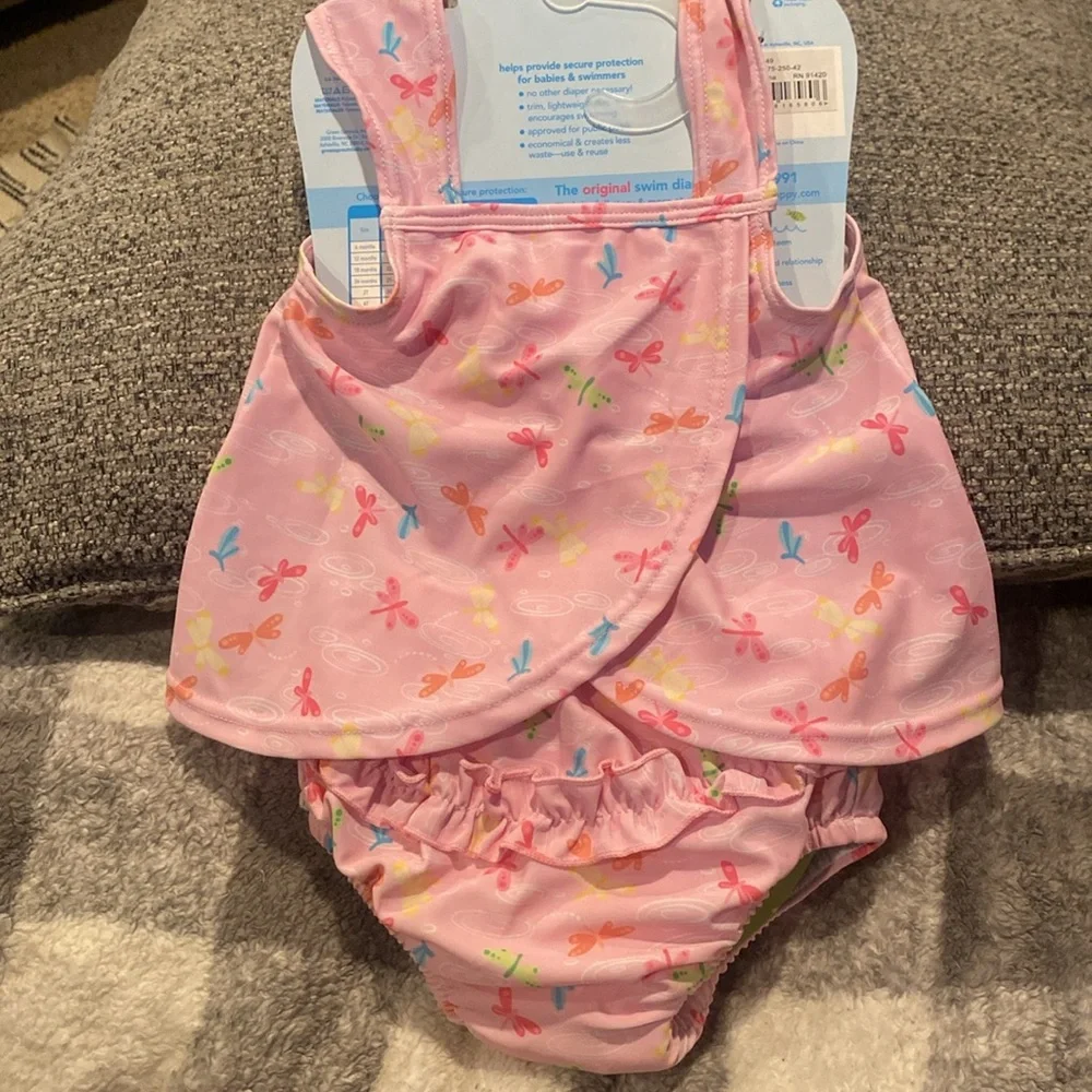 NWT I play by Green Sprouts 2 pc Tankini w/ Snap Reusable Swim Diaper Size 6M